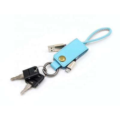 China Wholesale Four Core Compatible All Leather Android Phone Key Chain Usb Data Cable Charger for sale