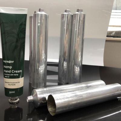 China Handcream 2022 Recyclable and Eco Friendly Aluminum Hand Tubes Factory OEM ODM Aluminum Metal Soft Packaging Glossy Cosmetic Lotion Cream Tube for sale