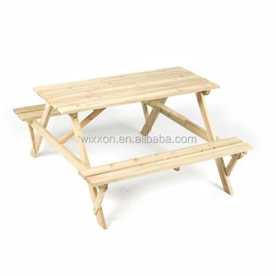 China Solid Wood Outdoor Wooden Picnic Table With Umbrella Hole for sale