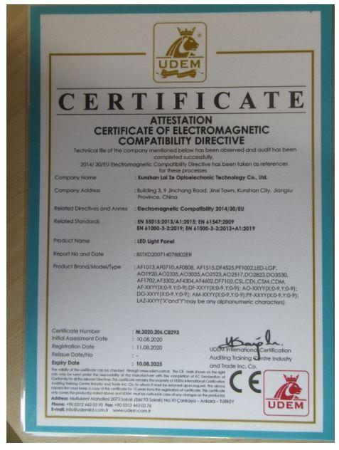 CE - Kunshan Lai Ze Optoelectronic Technology Co., Ltd.