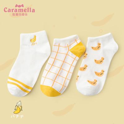 China Caramella Anti-Slip Women Ladies Fruit Patterned No Show Non Slip Low Ankle Cotton Socks Abbreviate Socks 3pairs for sale