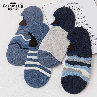 China 2021 New Men's Caramella Ankle Boat Socks Anti-slip No Show Basic Socks Invisible 4pairs for sale