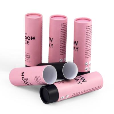 China Recycled Materials Paper Biodegradable Round Tube Cosmetic Makeup Wick Conditioner Lift Up Cylinder Small Pink Box for sale