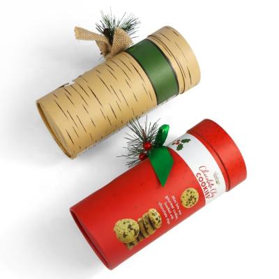 China Handmade Custom Round Cardboard Cookie Food Packaging Box Brownie Christmas Dessert Gift Paper Tube With Cut Out Window To Open for sale