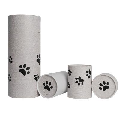 China Large Cardboard Viable Biodegradable Pawprint Paper Scattering Tube Pet Urn Sea Burial For Pet Dog Cat Cremation Ashes for sale