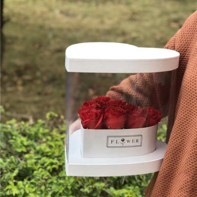 China Factory Direct Selling Handmade Wholesale Heart Shaped Plastic Rose Flowers Display Boxes Clear PVC Flower Box for sale