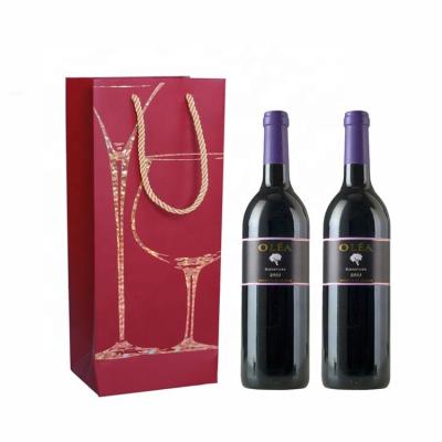 China Recyclable factory directly sell art paper shopping packaging wine glass packaging carrier gift bag for sale