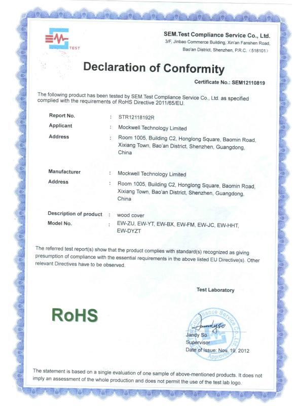 ROHS certificate - Mockwell Technology Limited