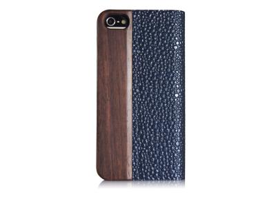 China Customize Stylish Slim Wooden Leather Cell Phone Case , Mobile Phone Protection Case for sale