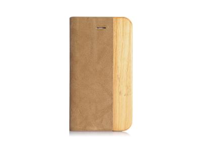 China Recycled Wood And Leather Folio Cell Phone Case For iPhone 4 / 4S Phone Covers for sale