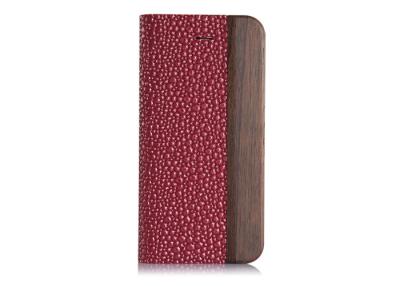 China Rode Elegante iPhone 5 de Tikgeval van de Leerportefeuille met Echt Hout, de Telefoongevallen van het Tribuneleer Te koop