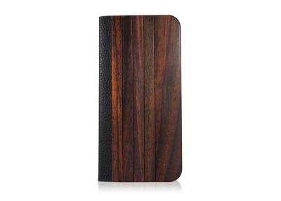 China Cool Book Style Real Wood and Leather Flip Phone Case For Apple Iphone 6 for sale