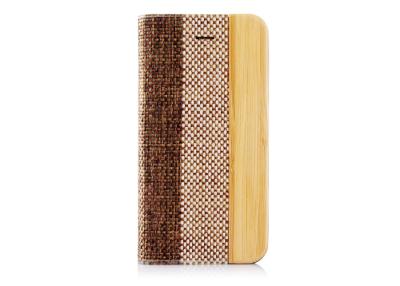 China Bamboo and Leather Iphone Stand iPhone 5 Folio Wallet Cell Phone Protective Case for sale