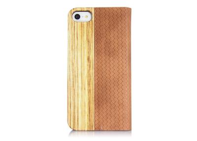 China Handmade Waterproof Flip Iphone 5S Folio Case With Stand , Zebra Wood and Real Leather for sale