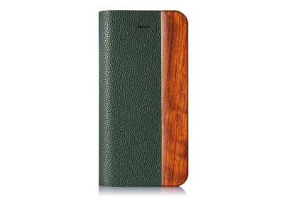 China Green Leather Wooden Iphone 4 Cover / Iphone 4S Wood Back Case for Cell Phones for sale