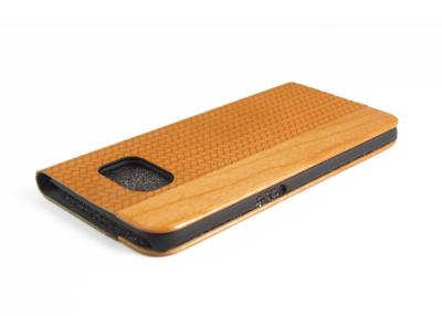 China PU Willow Leather Flip Phone Holster Natural Wooden Hard Case for sale