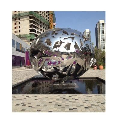 China Durable Modern Famous Outdoor Stainless Steel Hollow Sphere Sculpture For Outdoor Decor for sale