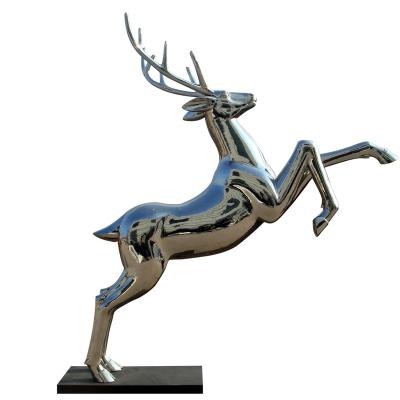 China Durable Stainless Steel Modern Life Size Deer Animal Sculpture For Outdoor Decoration for sale