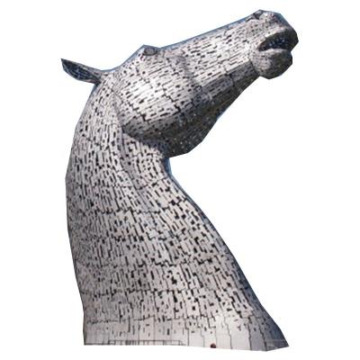 China Best Durable Selling Customized Handmade Abstract Stainless Steel Horse Head Sculpture Animal Head Statue For Outdoor Decor for sale