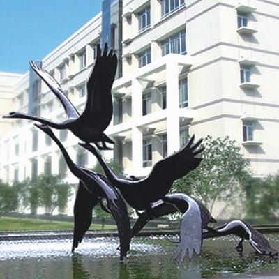 China Wholesale Modern Durable Outdoor Sculpture Flying Bronze Art Factory Price Brass Bird Swan Statue For Sale for sale