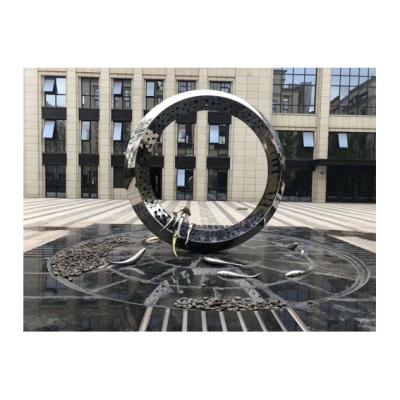 China Durable Modern Outdoor Garden Abstract Art Stainless Steel Fountain Sculpture Metal Fish Sculpture For Landscape Decoration for sale