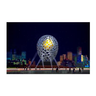 China Large Durable Outdoor Mall Landscape Ball Lighting Sculpture For Sale for sale