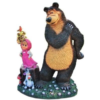 China Art New Europe Modern Famous Resin Bear And Little Girl Sculpture For Garden Decoration for sale