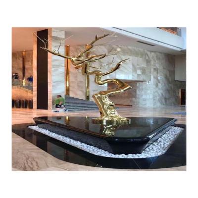 China 2021 New Art Stainless Steel Metal Tree Sculpture Durable Gold Abstract Tree Sculpture For Garden Decoration for sale