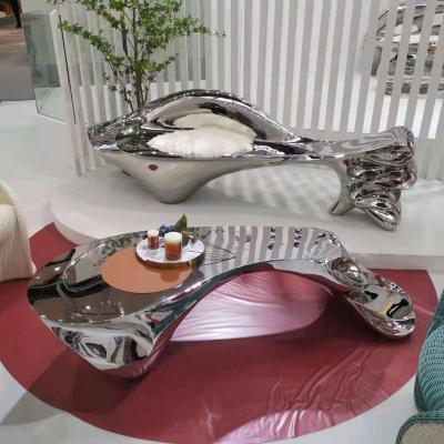 China Durable contemporary home decor stainless steel table chair sculpture art furniture sculpture for sale for sale