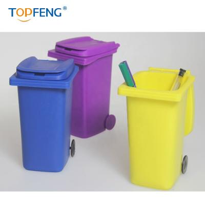 China Pen Holders Mini Wheelie Trash Can Desk Organizer Pen Pencil Cup, Creative Dust Bin School Supplies Storage Bin Holder for sale