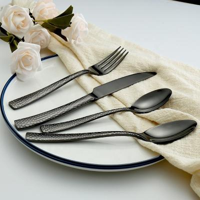 China Sustainable Best Seller Premium Mirror Polished Black Stainless Steel Flatware Set Restaurant Hotel Dinnerware Set Black Flatware Silverware for sale