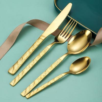 China Wholesale Viable Stainless Steel Gold Flatware Set Restaurant Cutlery 304 Tableware To Wedding Cutlery Flatware Silverware Set for sale