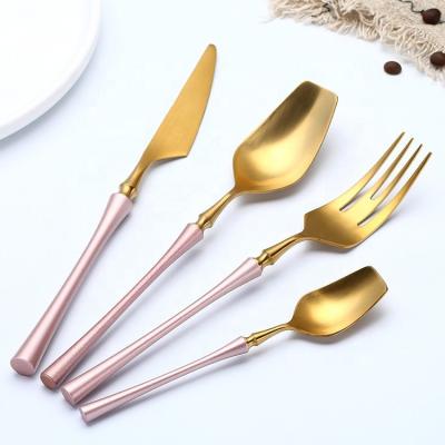 China Viable Best 304 Stainless Steel Handle Hotel Restaurant Gold Flatware Dinnerware Sets Spoons and Fork Spoons and Fork for sale