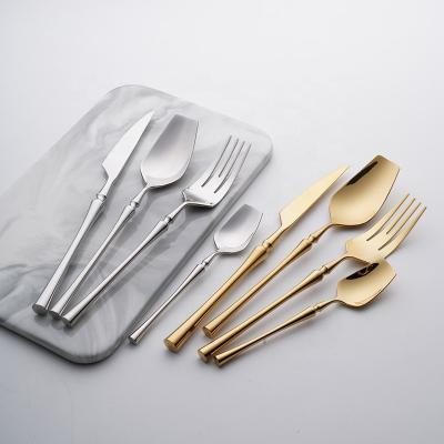 China Viable High Quality Wholesale Matte Gold Silverware Set Raw 18/10 Flatware 304 Stainless Steel Silverware Set for sale