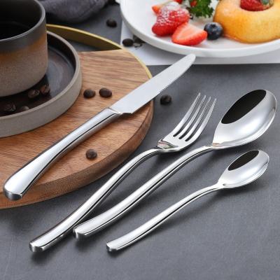 China Viable Moonlight 304 Stainless Steel Fancy Cutlery Silver Color Mirror Polishing Royal Spoon and Fork Set Stainless Flatware for sale