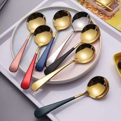 China Food Grade Gold Spoon Set Sustainable Luxury Ice Cream Dessert Coffee Tea Honey Serving Spoon 304 Stainless Steel Children Cutlery Metal Spoon for sale