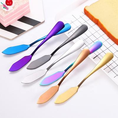 China Amazon Viable Success PVD Plated Stainless Steel Butter Knife Metal Kitchen Cheese Knife Silverware Cutlery Sets Flatware for sale