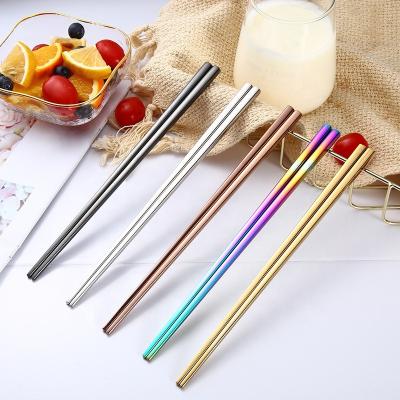 China Viable Chinese High Quality 304 Stainless Steel Kitchen Chopsticks Hotel PVD Square Chopstick Set Custom Wedding Metal Chopsticks for sale