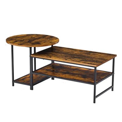 China Small (Height) Adjustable Coffee Table Round and Rectangular Living Room Dining Table Set Modern Industrial Style Living Room Coffee Table for sale