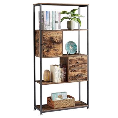 China (Size)Adjustable 4 tier bookshelf with shelves and drawers is suitable for living room, home, office, library and multi-functional for sale