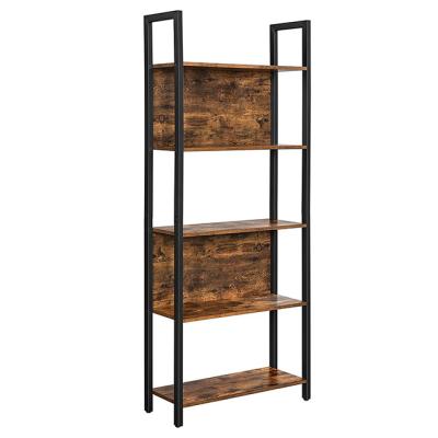 China (Height)Adjustable Storage Rack Shelf With 5 Shelves Steel Bookshelf Metal Wood Frame for sale