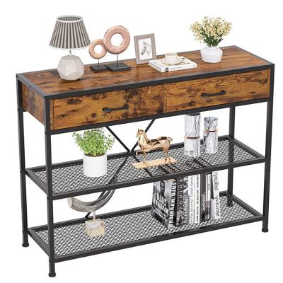 China Entry (height) adjustable console table with sofa three tiered table drawer with living room storage rack for sale