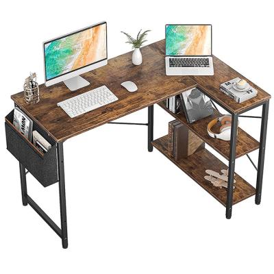 China (Size) Small Adjustable L Shaped Computer Table 47 Inch L Shaped Corner Table With Reversible Storage Rack For Home Office for sale