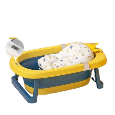 China 2021 Latest Design PP+TPE Cute Folding Bathtub/Hot Selling Baby Set Plastic Foldable Baby Bathtub/With Thermometer Sensor for sale