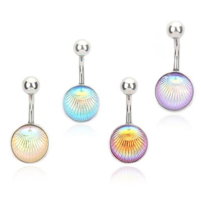 China FASHIONABLE Wholesale Body Jewelry Half Round Shell Belly Button Ring Stainless Steel Belly Piercing Rings for sale