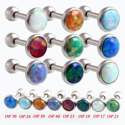 China Stainless Steel Titanium Diamond Ear Stud Opal Rhinestone Steel Piercing Earrings for sale