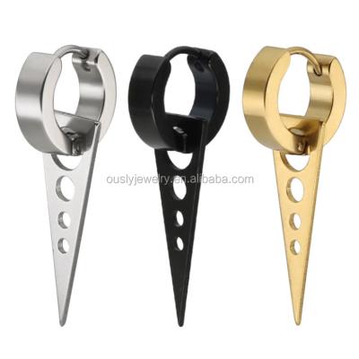 China Stainless Steel Surgical Steel Gold Plated Dangle Mens Huggie Circle Earrings for sale