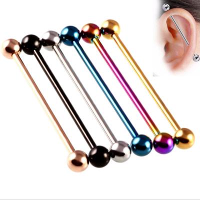 China Fancy Stainless Steel Design Gold Stainless Steel Barbell Earring for sale