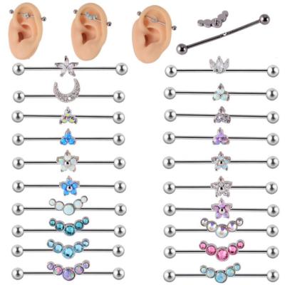 China FASHIONABLE G23 Titanium Industrial Barbell Body Piercing 14G Cartilage Ear Piercing Industrial Barbell Earrings for sale