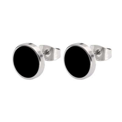 China Black Stainless Steel 316L Stainless Steel Drop Oil Boys Earring Studs for sale